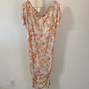 Veronica M Orange and White Tie-Dye Midi Dress